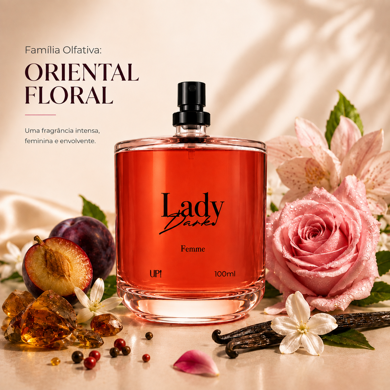 Perfume UP! Lady Dark Femme 100ml com Fragrância Intensa e Misteriosa - Imagem 3