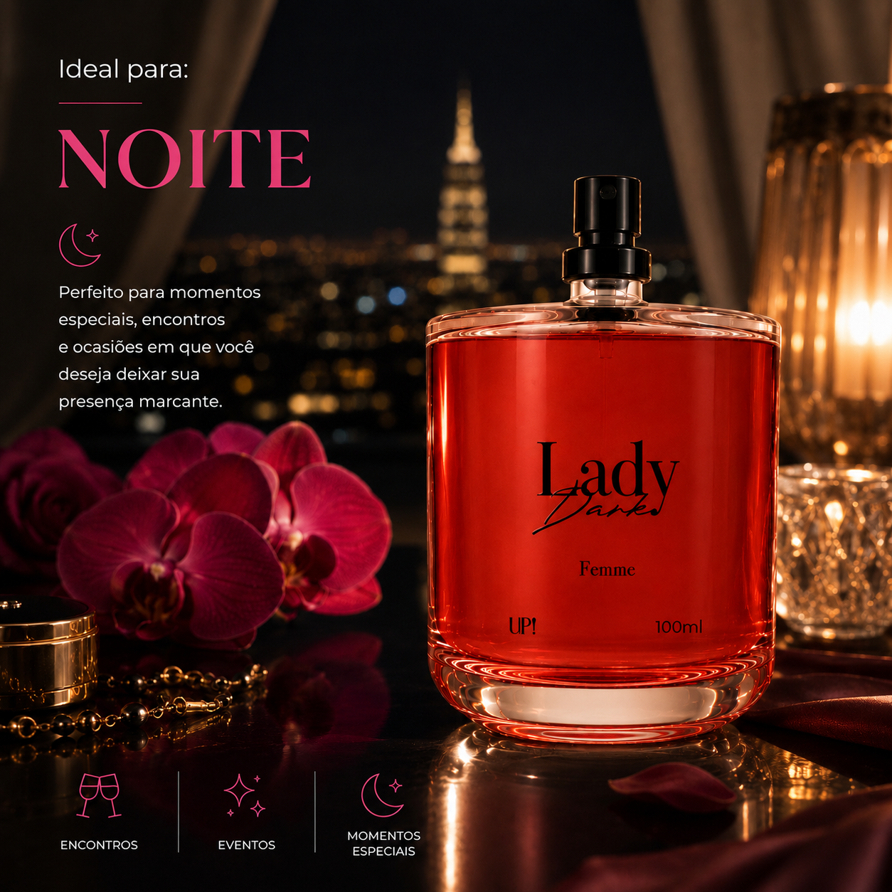 Perfume UP! Lady Dark Femme 100ml com Fragrância Intensa e Misteriosa - Imagem 5
