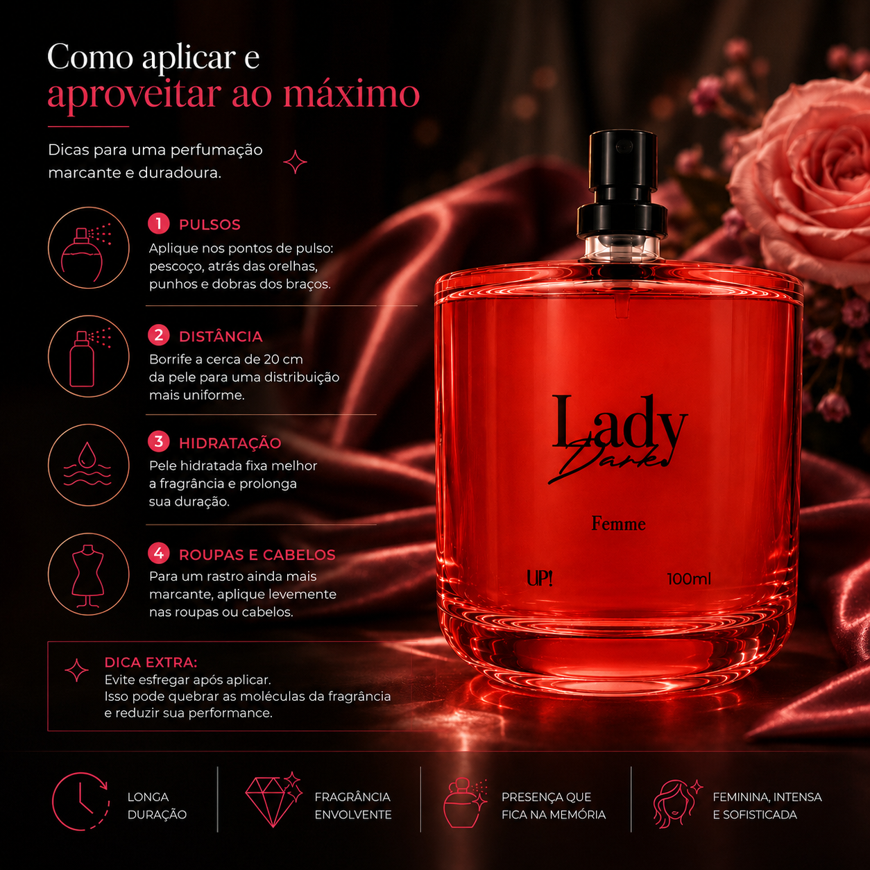 Perfume UP! Lady Dark Femme 100ml com Fragrância Intensa e Misteriosa - Imagem 8