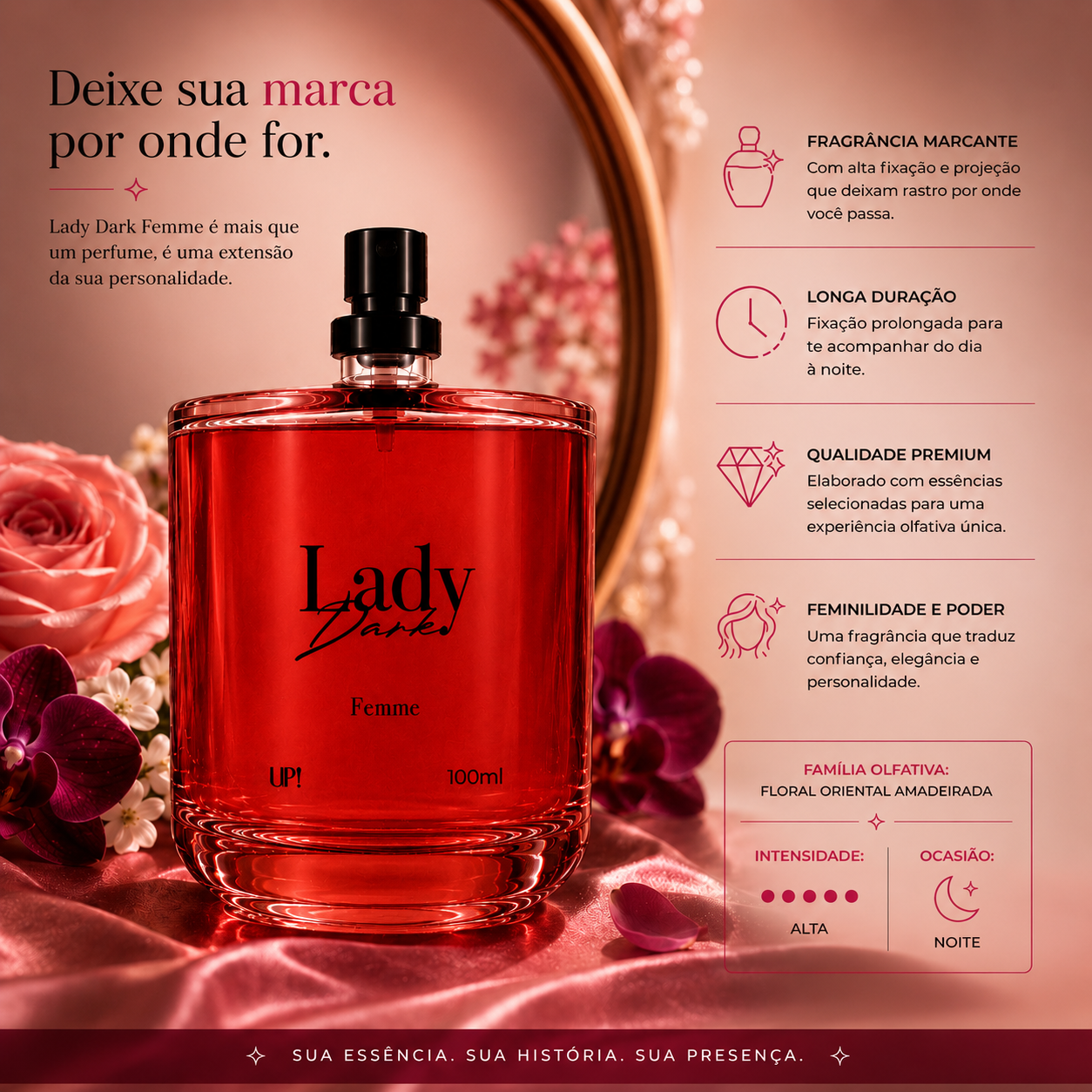 Perfume UP! Lady Dark Femme 100ml com Fragrância Intensa e Misteriosa - Imagem 9